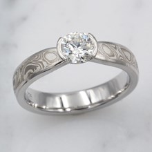 Mokume Solitaire Tapered Engagement Ring In Platinum